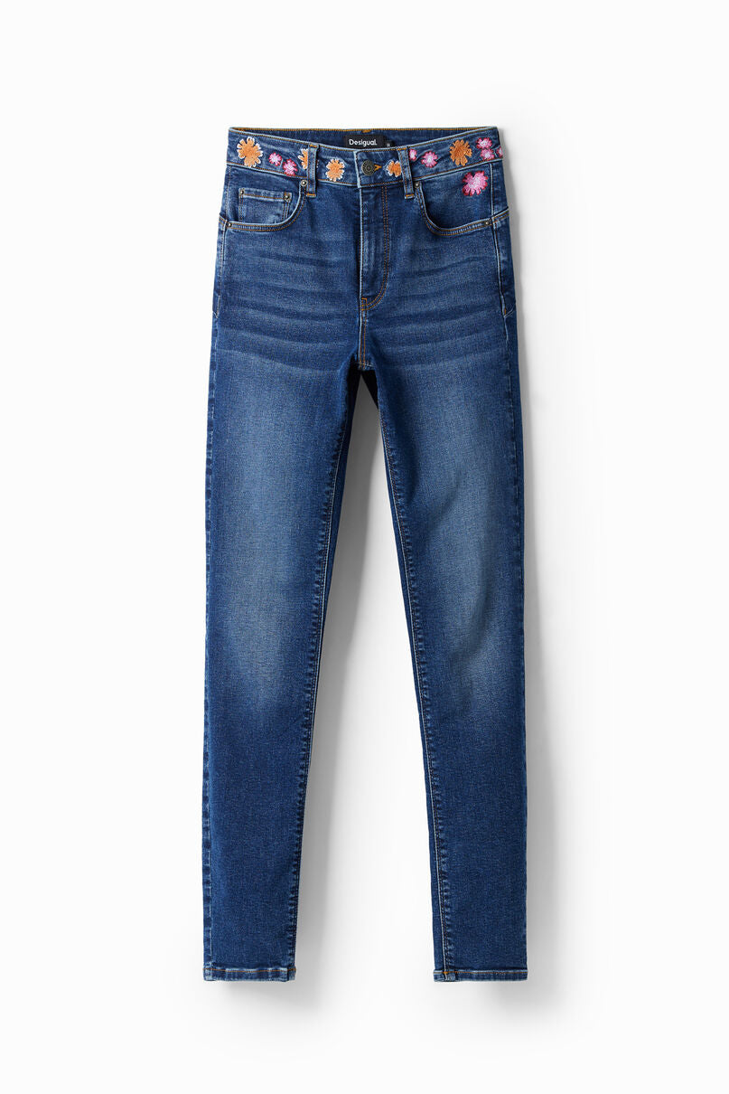Embroidered floral jeans