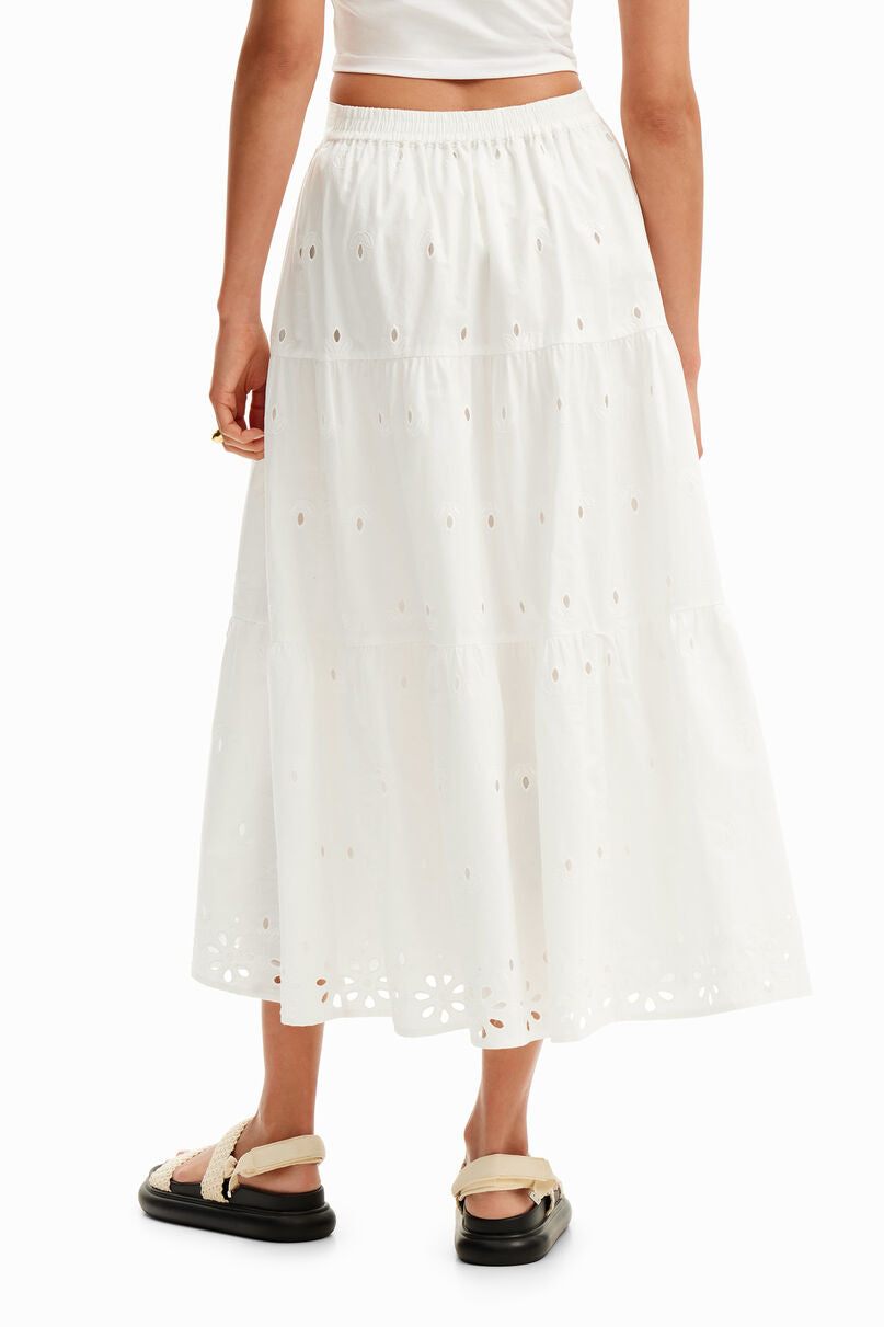 Swiss embroidery midi skirt