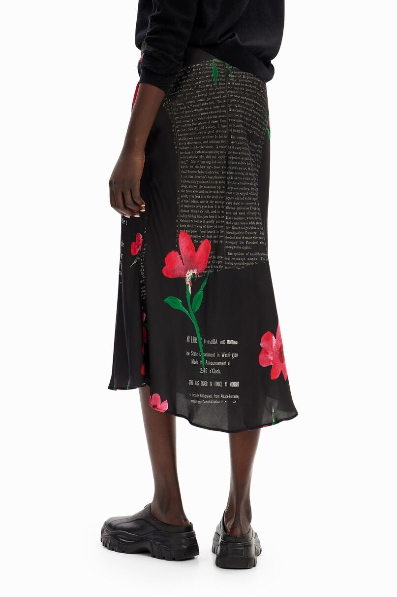 Text slip midi skirt