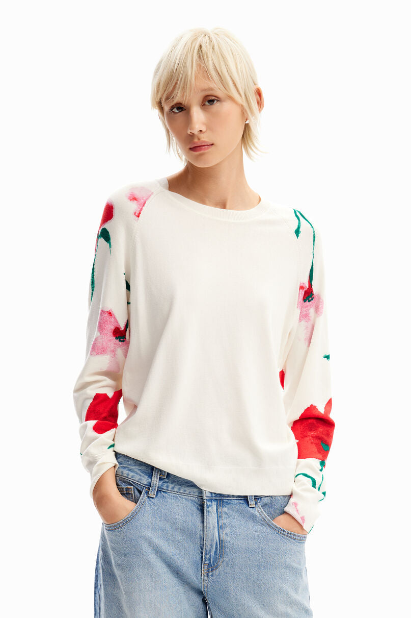 Watercolour floral pullover