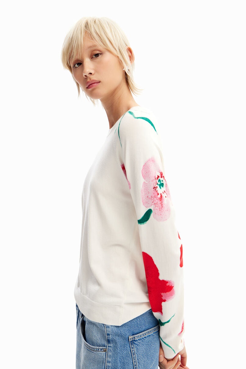 Watercolour floral pullover
