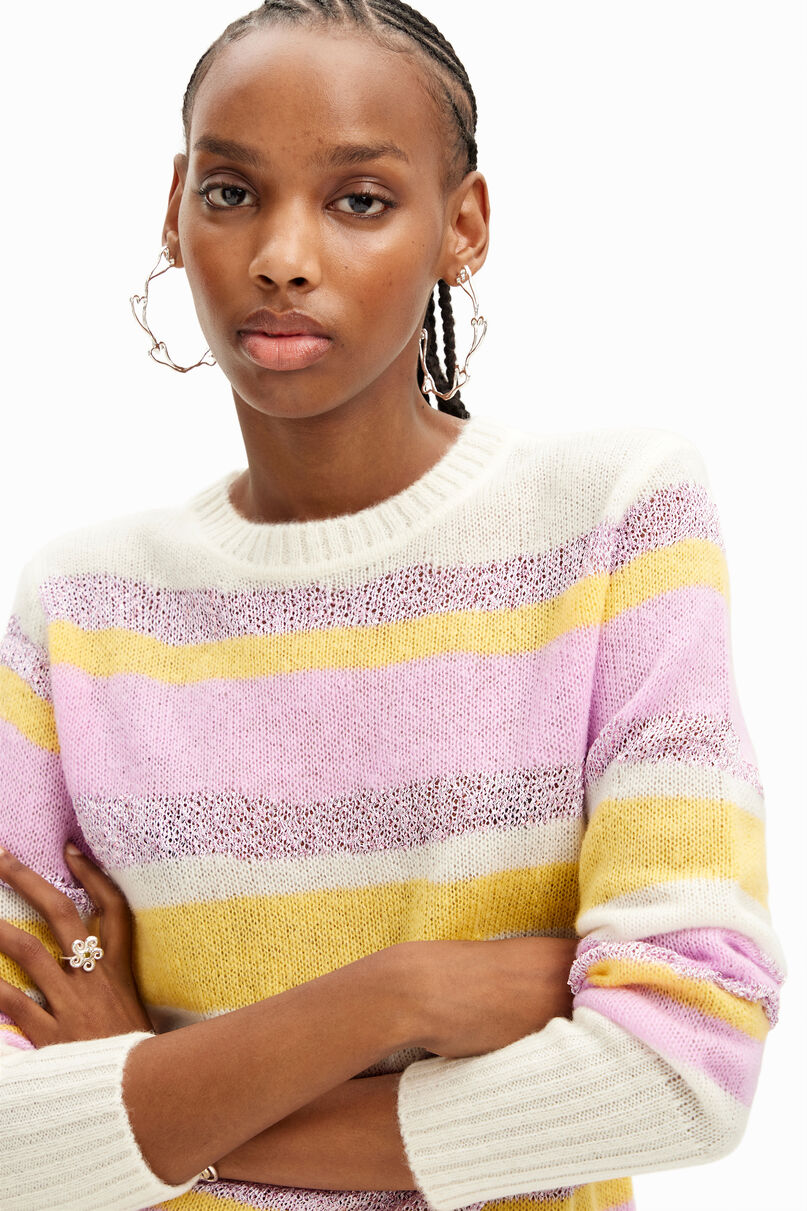 Striped knit pullover