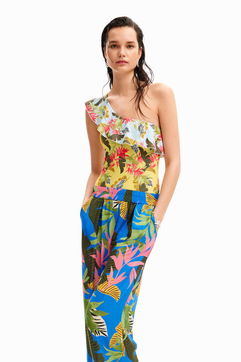 Tropical wide-leg trousers