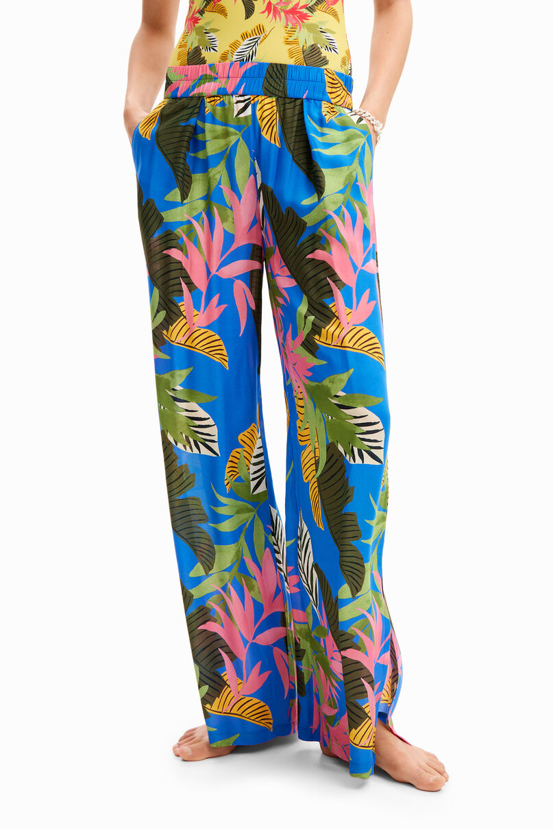 Tropical wide-leg trousers