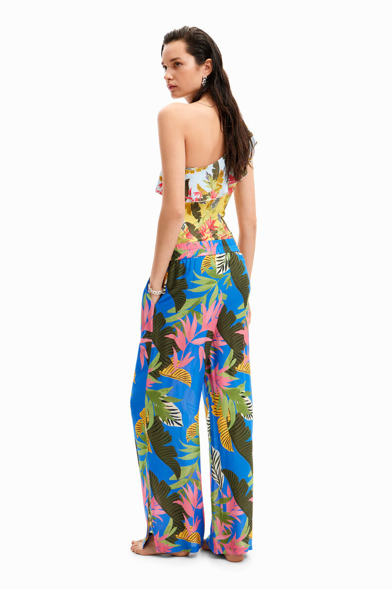 Tropical wide-leg trousers