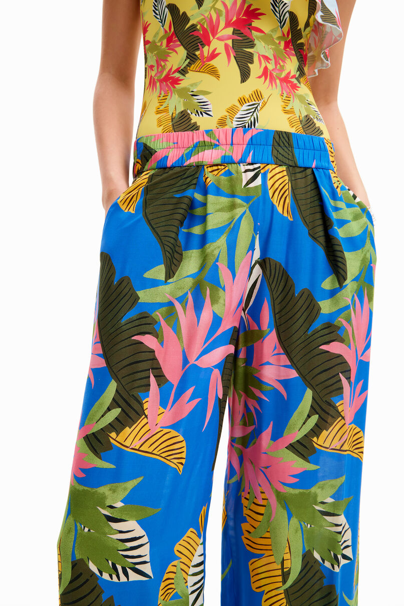 Tropical wide-leg trousers