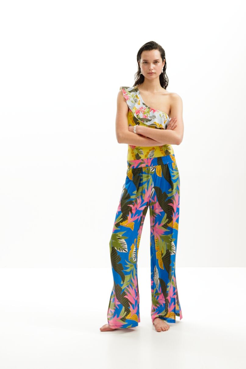 Tropical wide-leg trousers