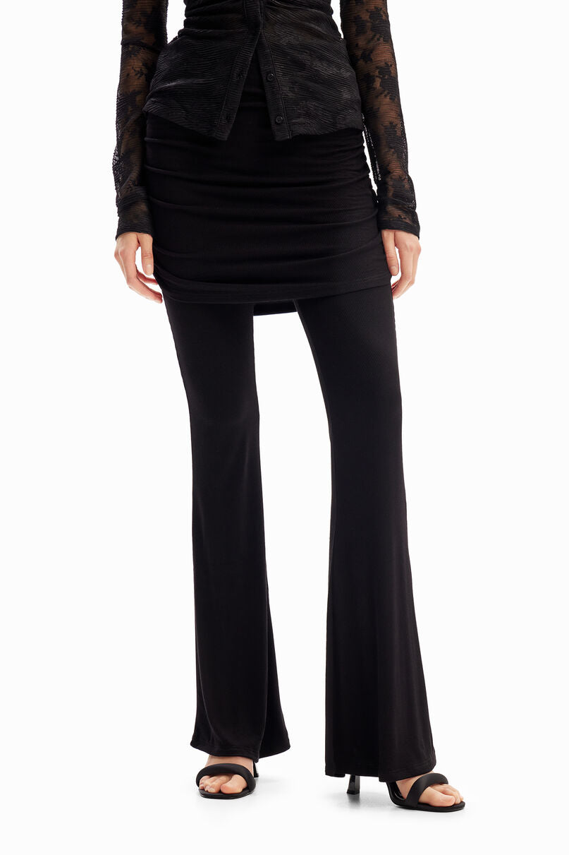 Flare trousers with skirt