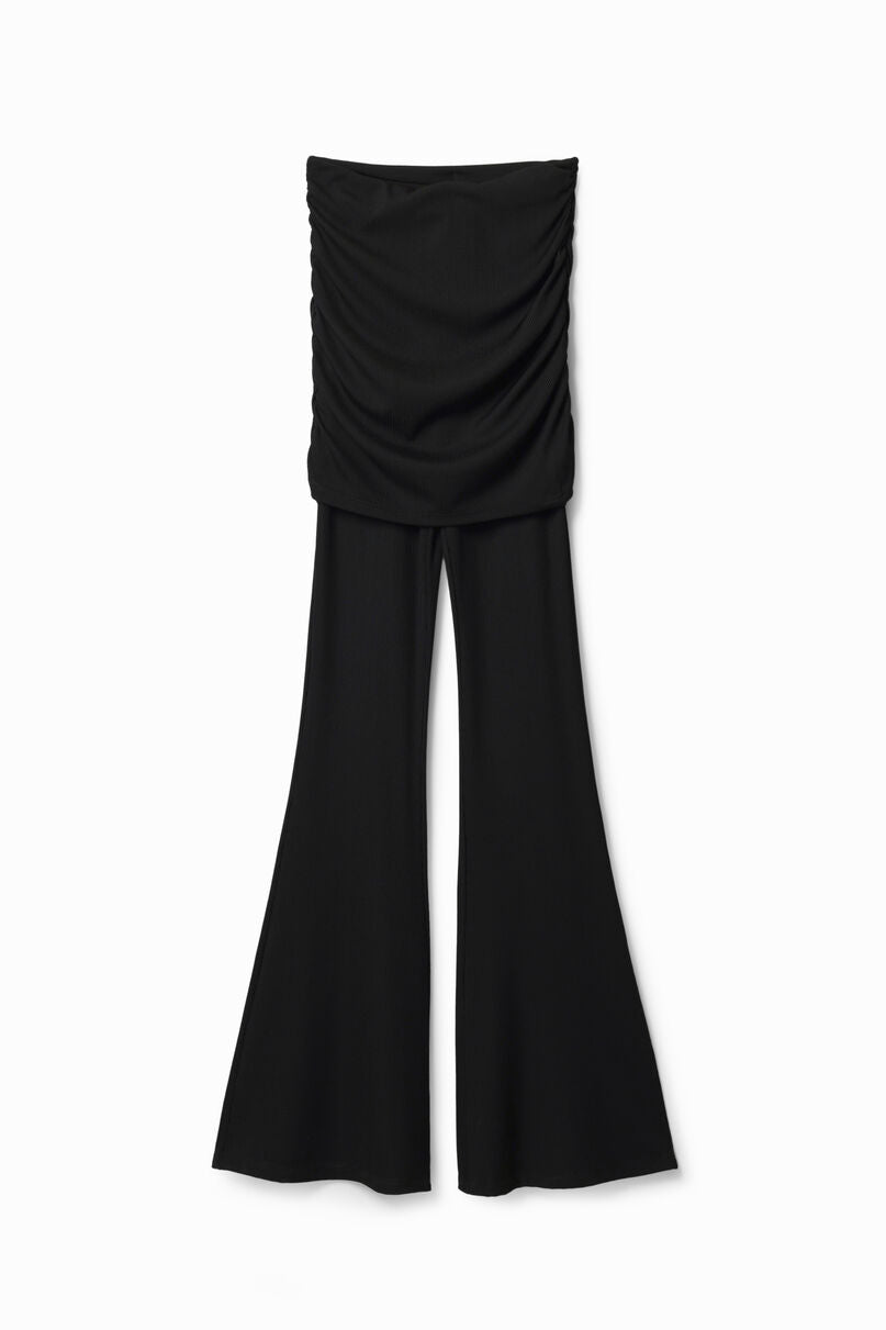 Flare trousers with skirt