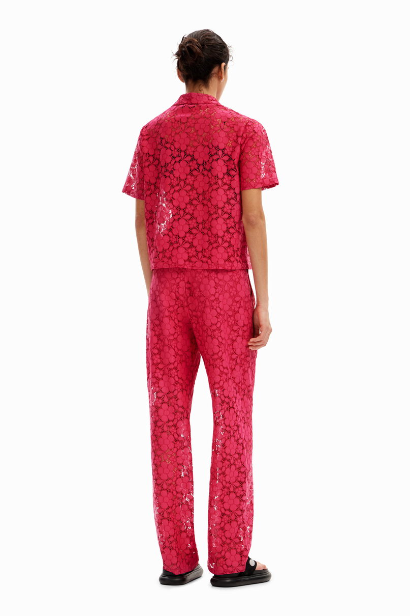 Tailored floral lace trousers