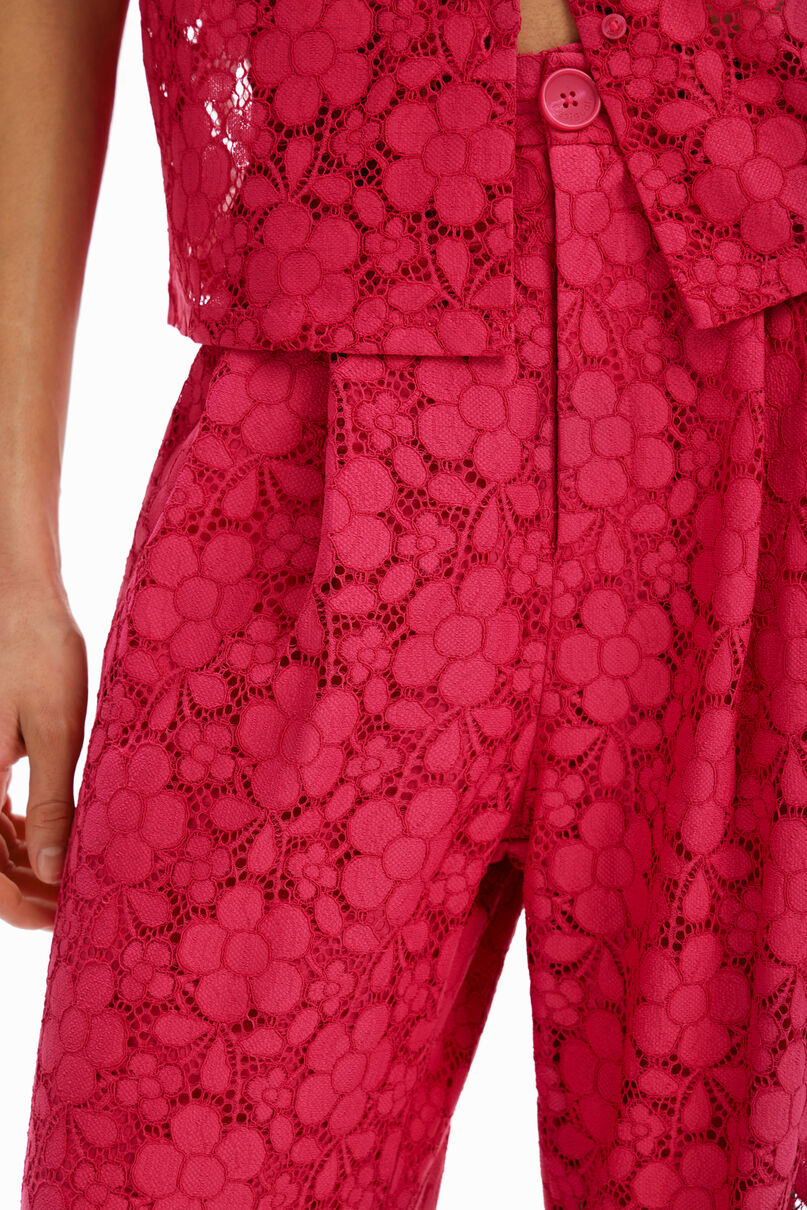 Tailored floral lace trousers