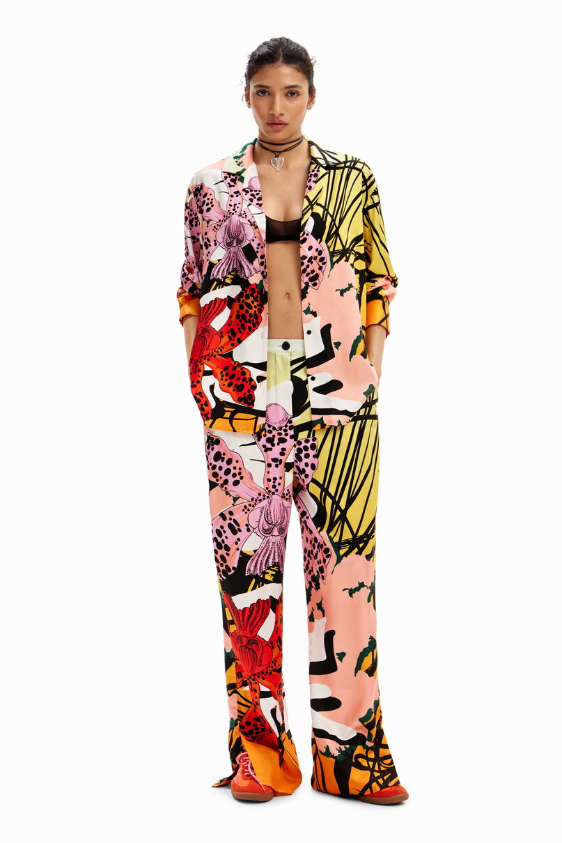 Silk orchid trousers
