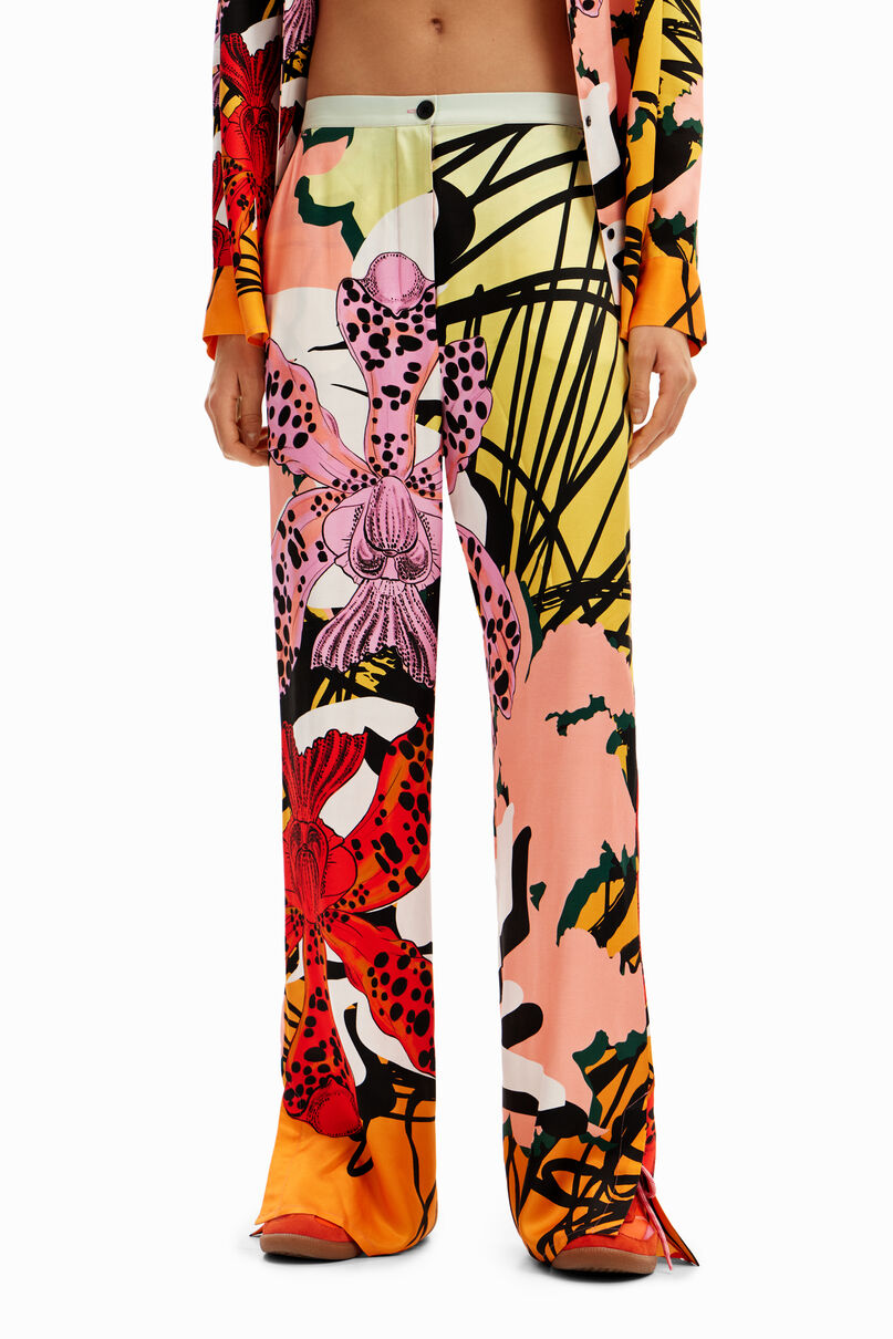 Silk orchid trousers