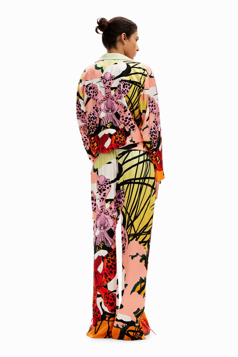Silk orchid trousers