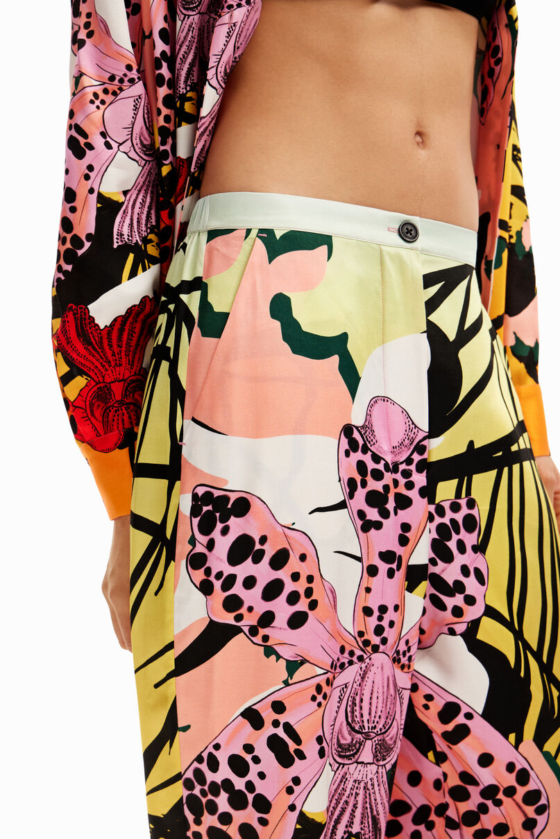Silk orchid trousers