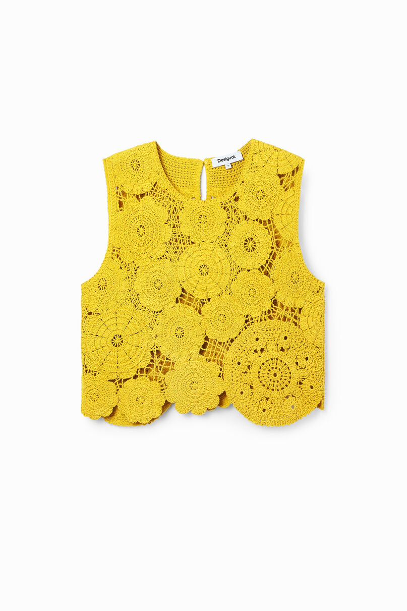 Floral crochet T-shirt