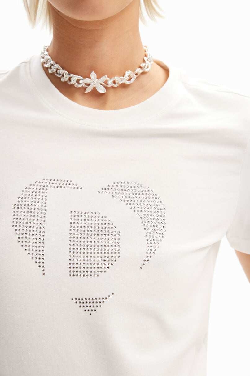 Rhinestone imagotype T-shirt