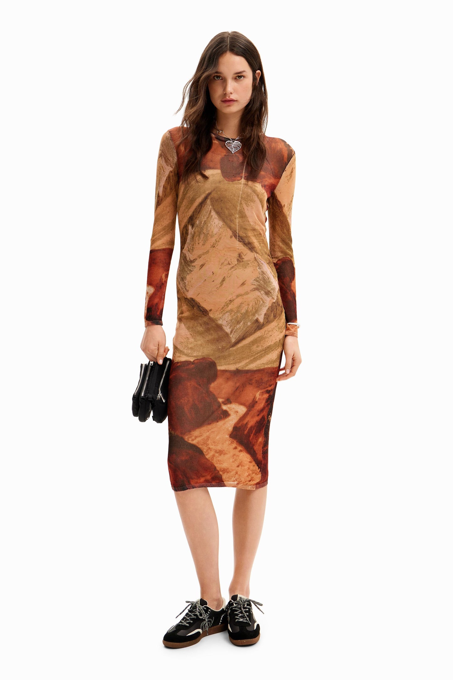 Landscape knit midi dress