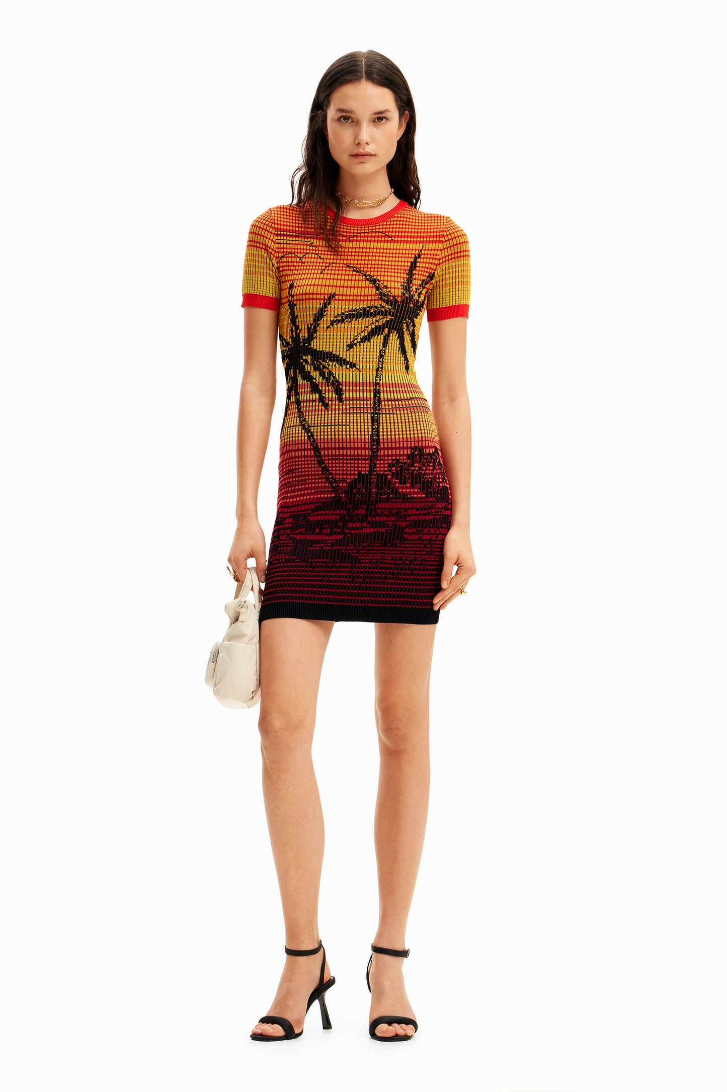 Short knit palm tree dress