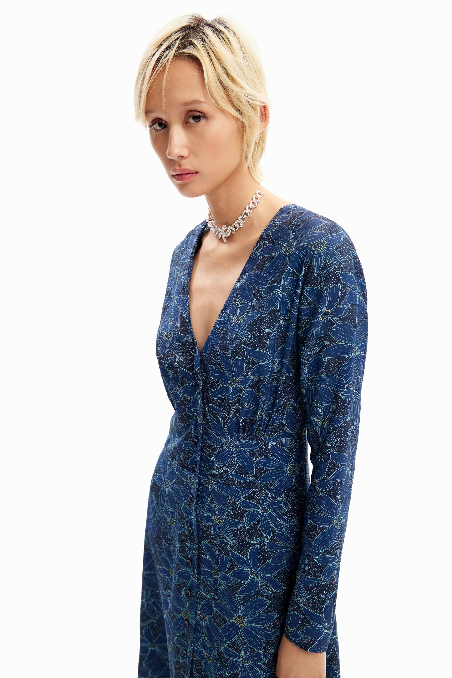 Floral midi shirt dress