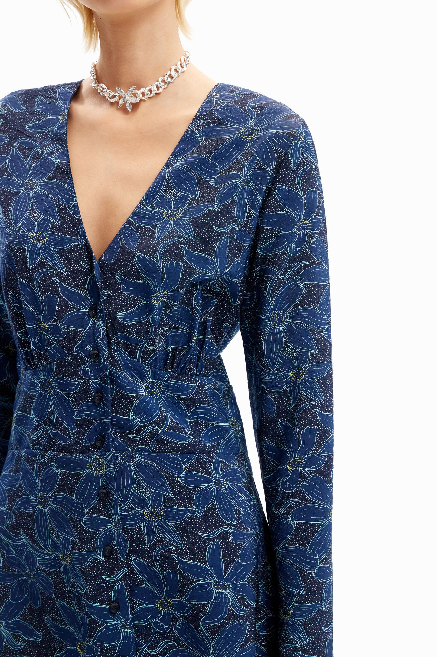 Floral midi shirt dress