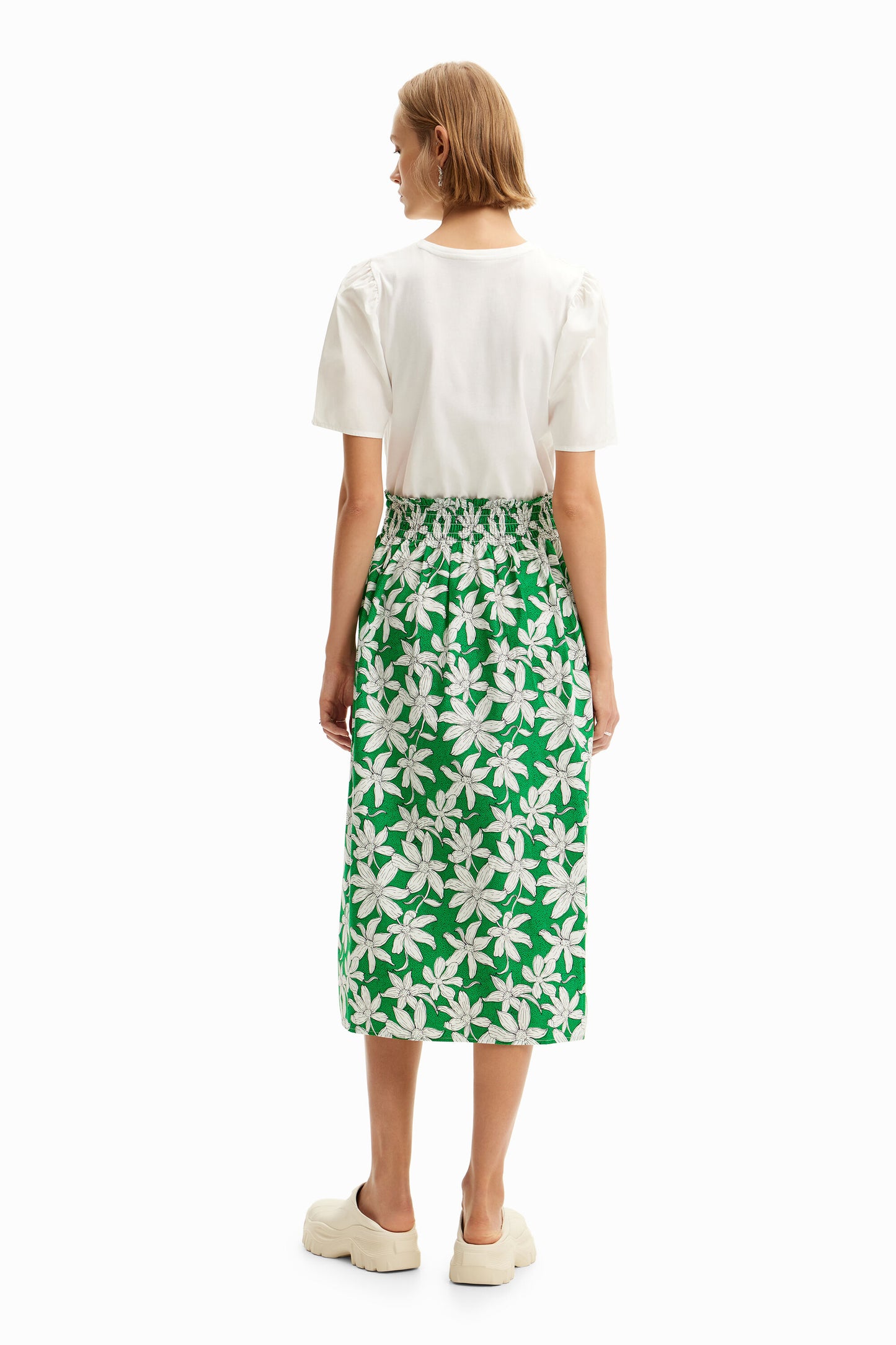 Combination floral midi dress