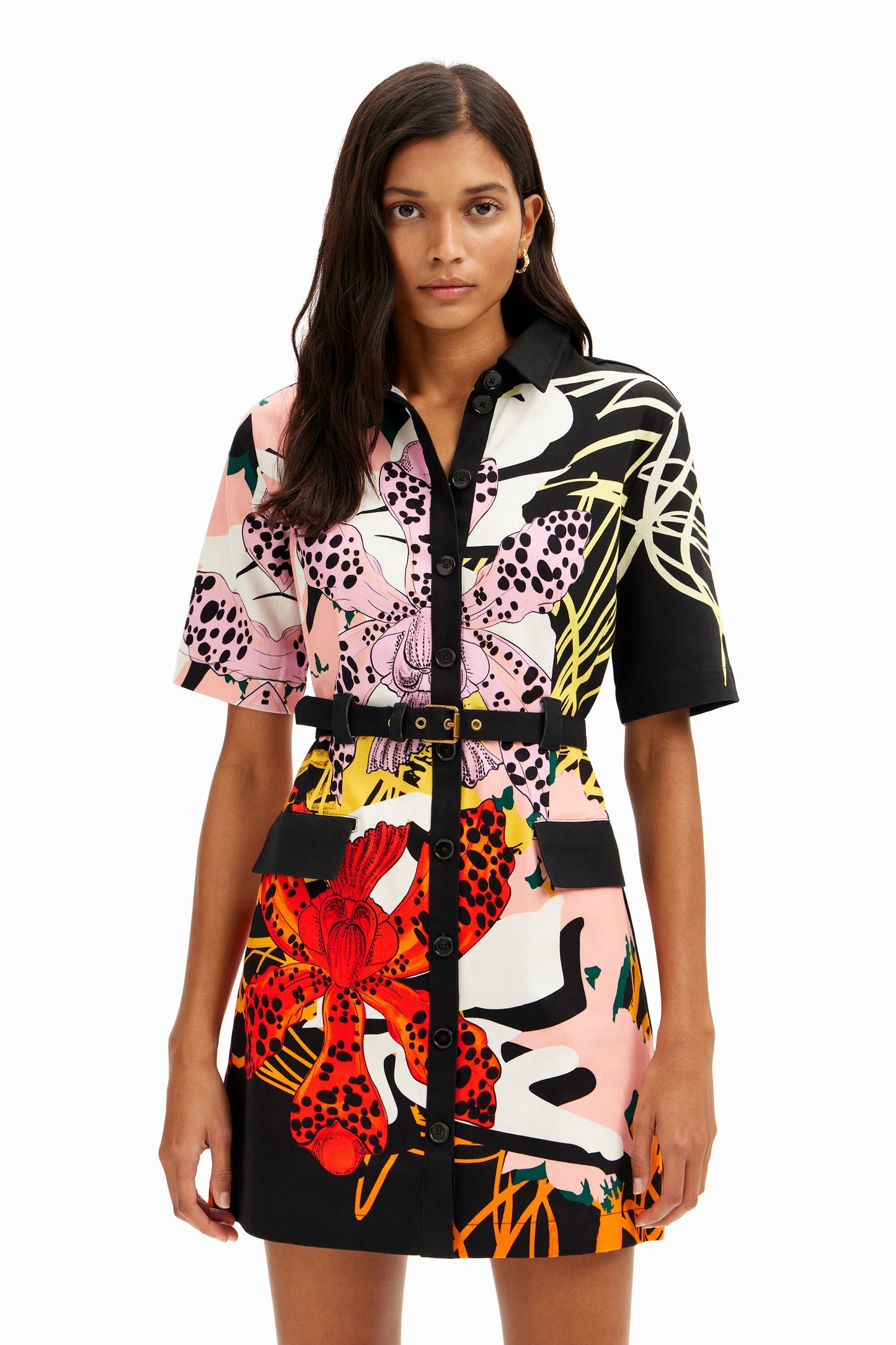Short orchid shirt dress