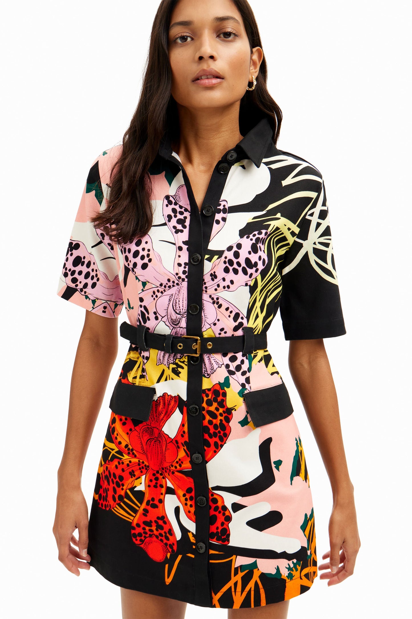 Short orchid shirt dress