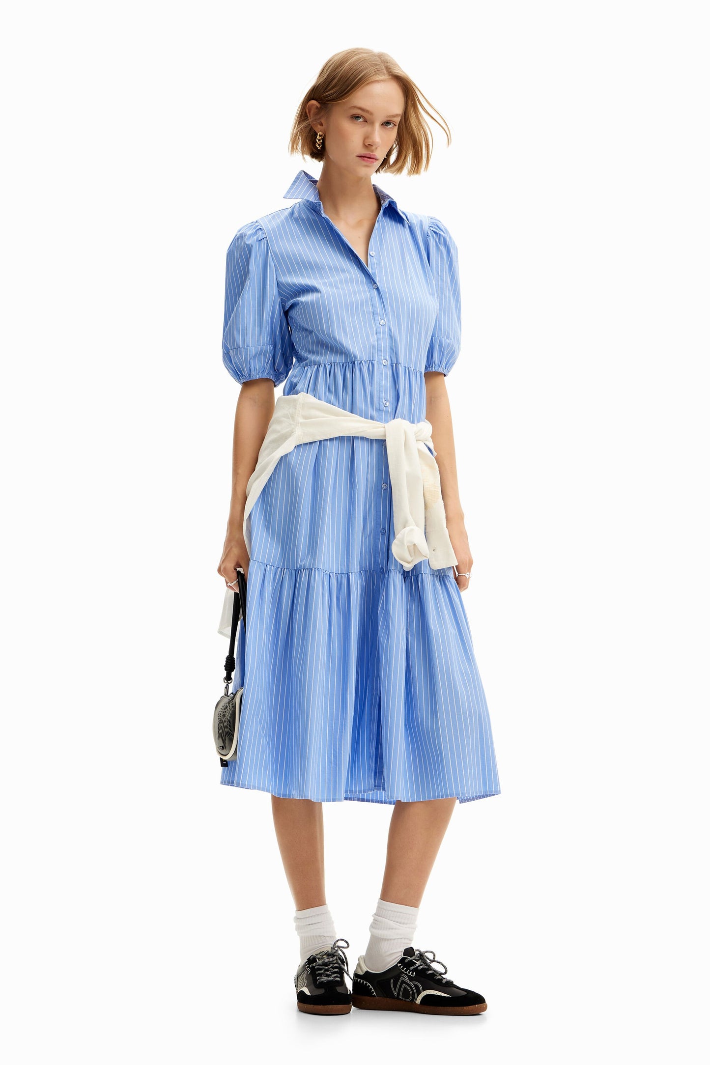 Striped midi shirt dress