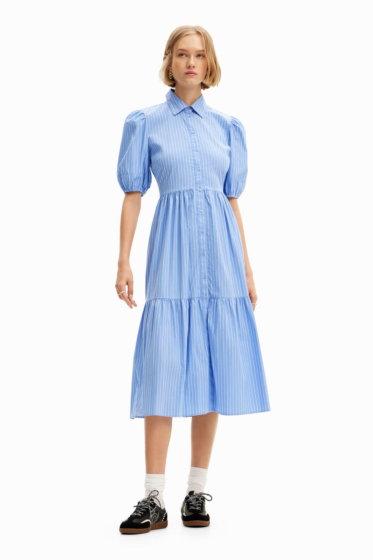 Striped midi shirt dress
