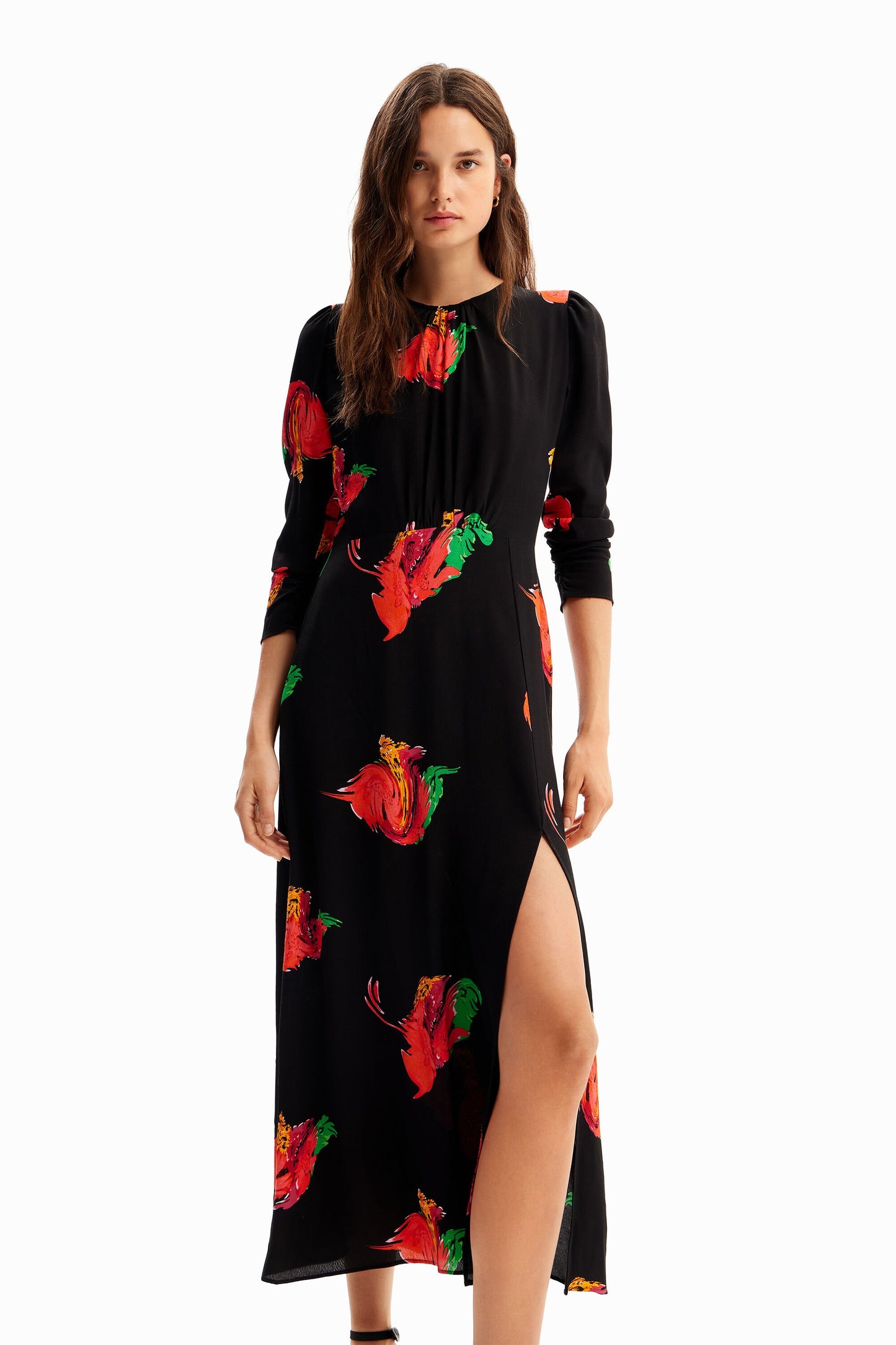 Long floral slit dress
