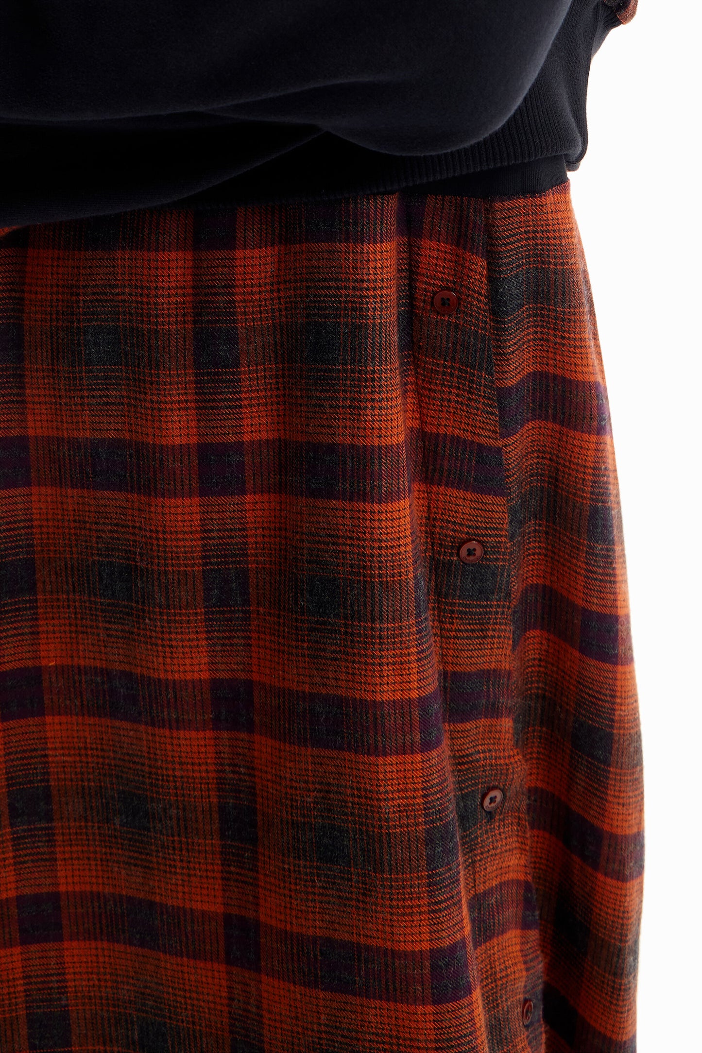 Combination plaid midi dress