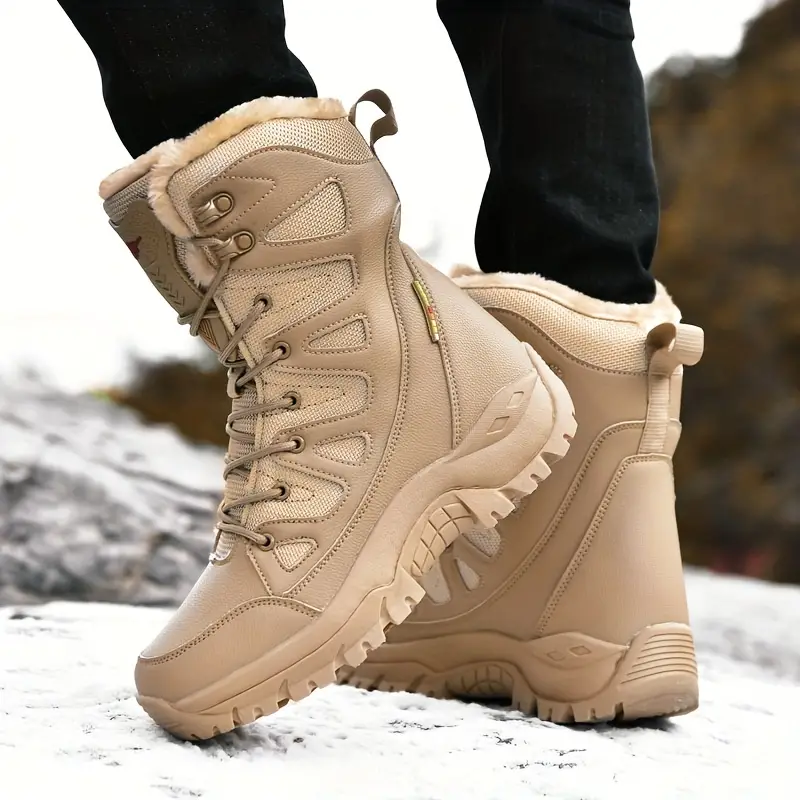 Dallader Men's Comfortable Waterproof Warm Fleece Snow Boots