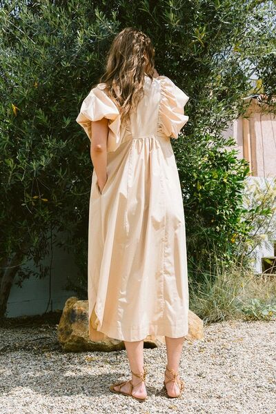 Annie Wear Midikleid mit gesmokten Puffärmeln