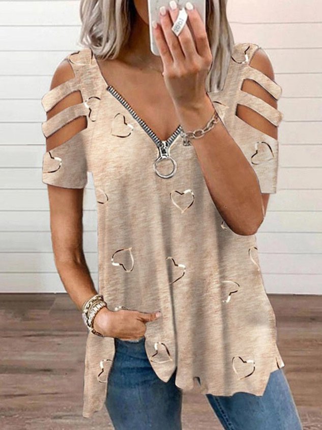 Lässiges lockeres T-Shirt mit geometrischem Muster