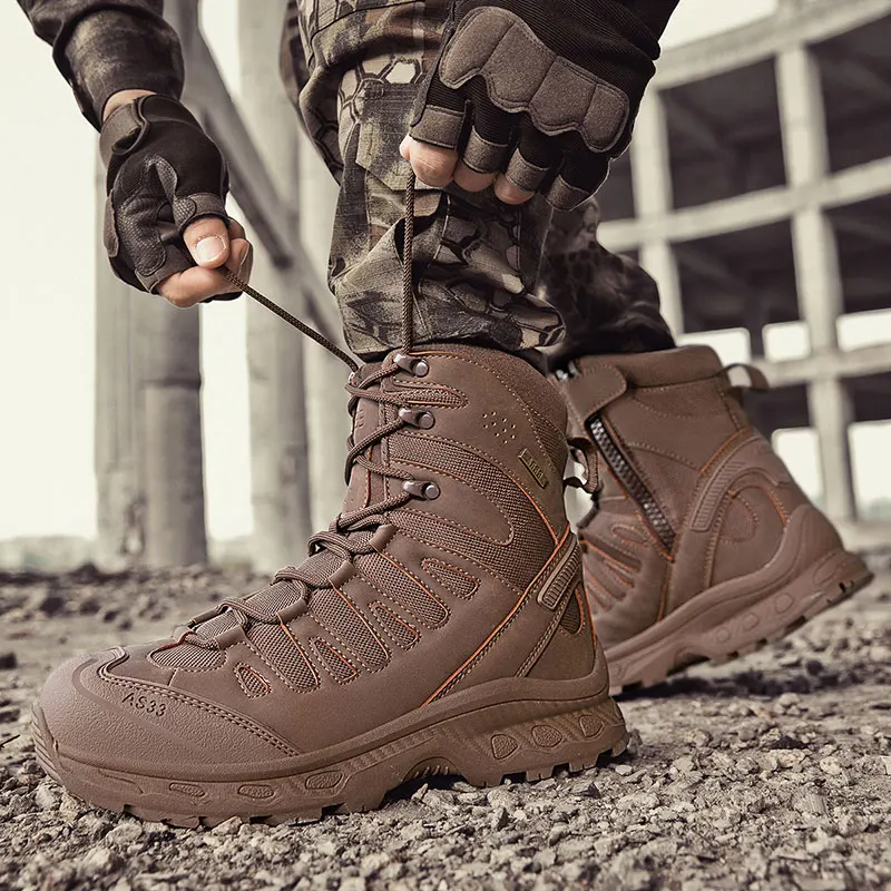 Militärische taktische Herren-Arbeitsstiefel, wasserdicht, rutschfest, pannensicher, knöchelhoch, Anti-Verstauchung