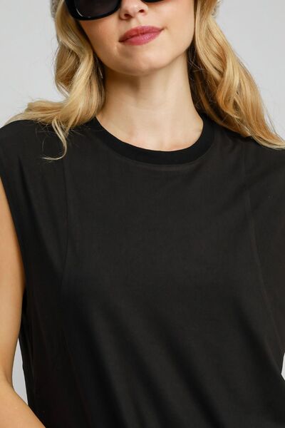 Umgee Ärmelloses Mini-Kleid mit Rundhalsausschnitt, High-Low und geschwungenem Saum