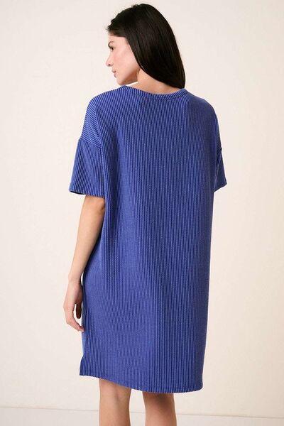 Mittoshop Urban Rippstrick Kurzarm-T-Shirt-Kleid