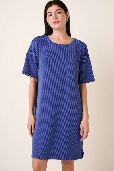 Mittoshop Urban Rippstrick Kurzarm-T-Shirt-Kleid
