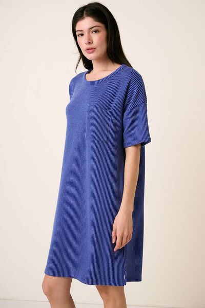 Mittoshop Urban Rippstrick Kurzarm-T-Shirt-Kleid