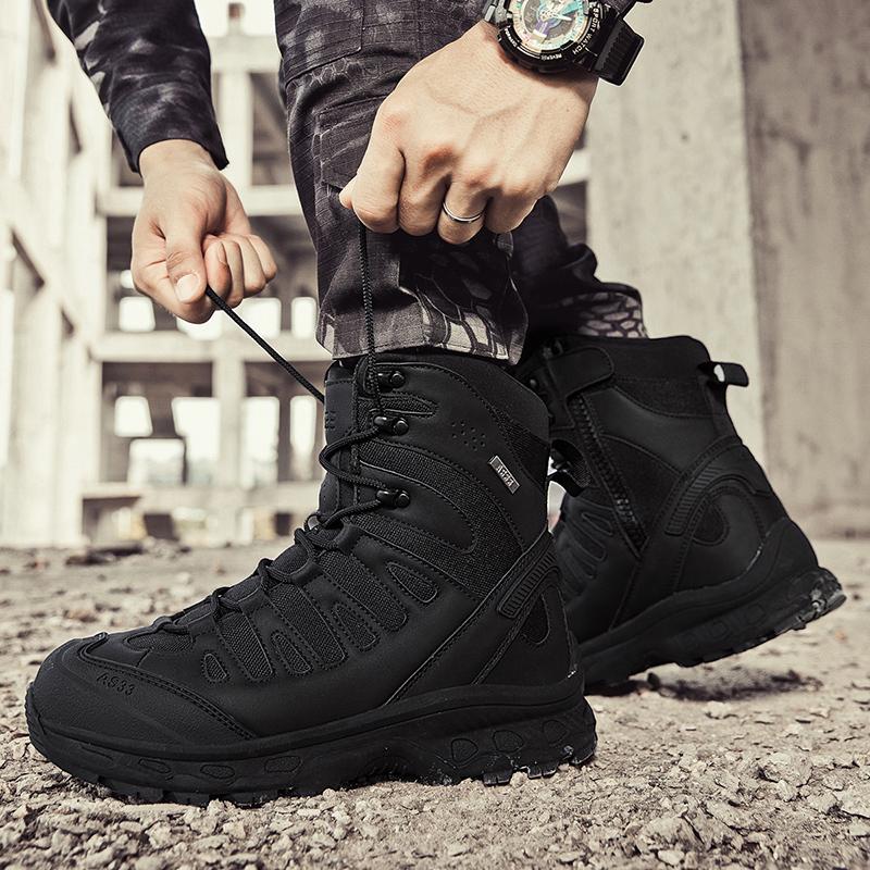 Militärische taktische Herren-Arbeitsstiefel, wasserdicht, rutschfest, pannensicher, knöchelhoch, Anti-Verstauchung