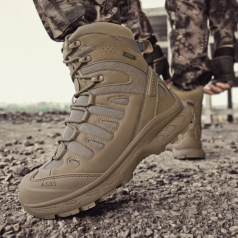 Militärische taktische Herren-Arbeitsstiefel, wasserdicht, rutschfest, pannensicher, knöchelhoch, Anti-Verstauchung