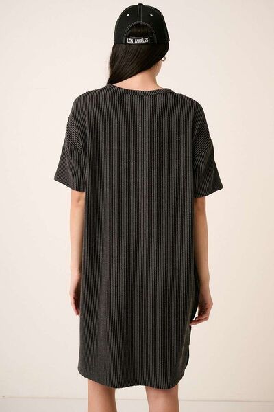 Mittoshop Urban Rippstrick Kurzarm-T-Shirt-Kleid