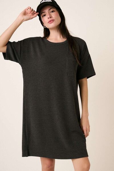 Mittoshop Urban Rippstrick Kurzarm-T-Shirt-Kleid