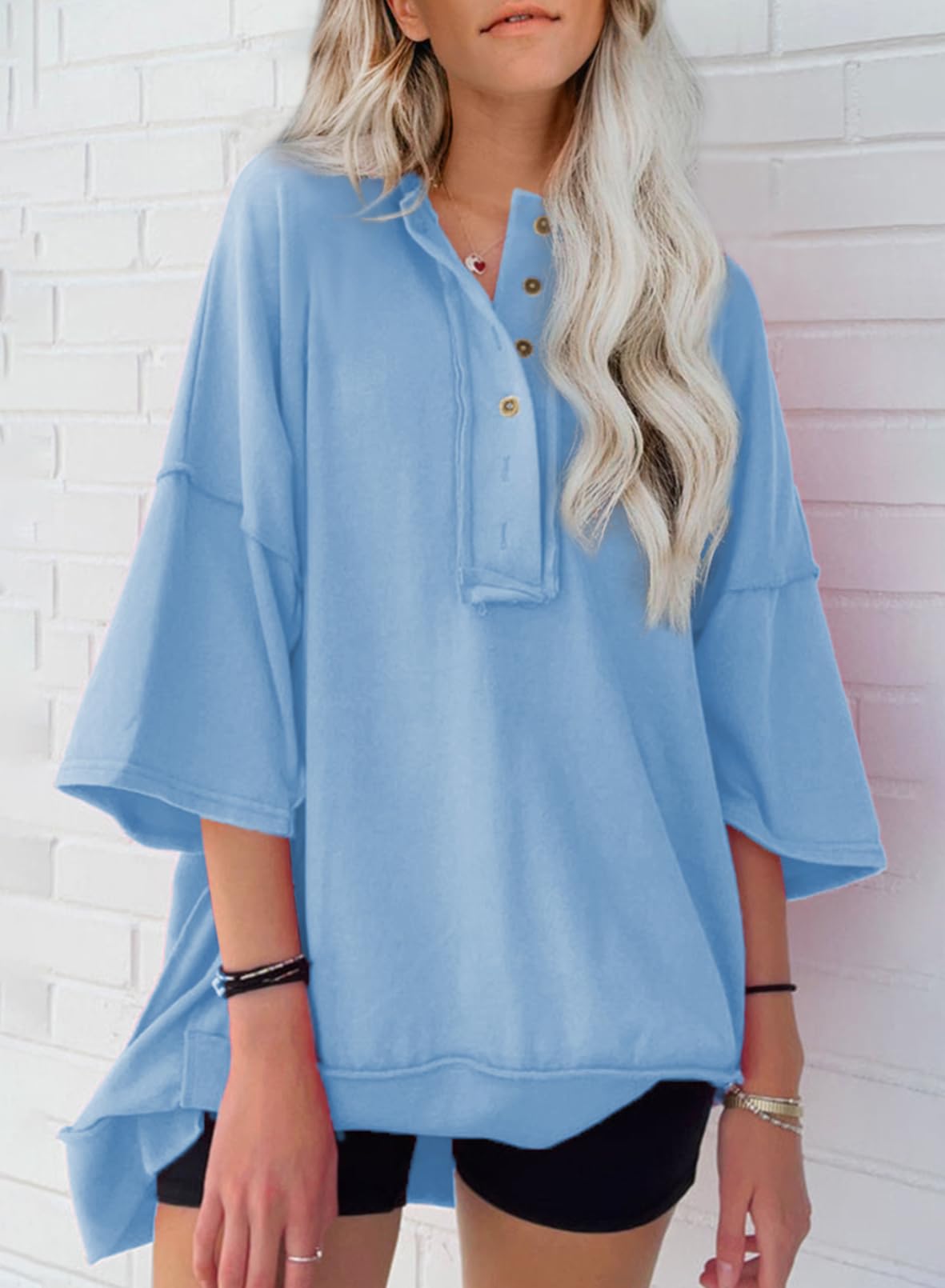 2024 Neues Damenmode Oversize T-Shirt mit unregelmäßigem Saum (2 kaufen, kostenloser Versand)