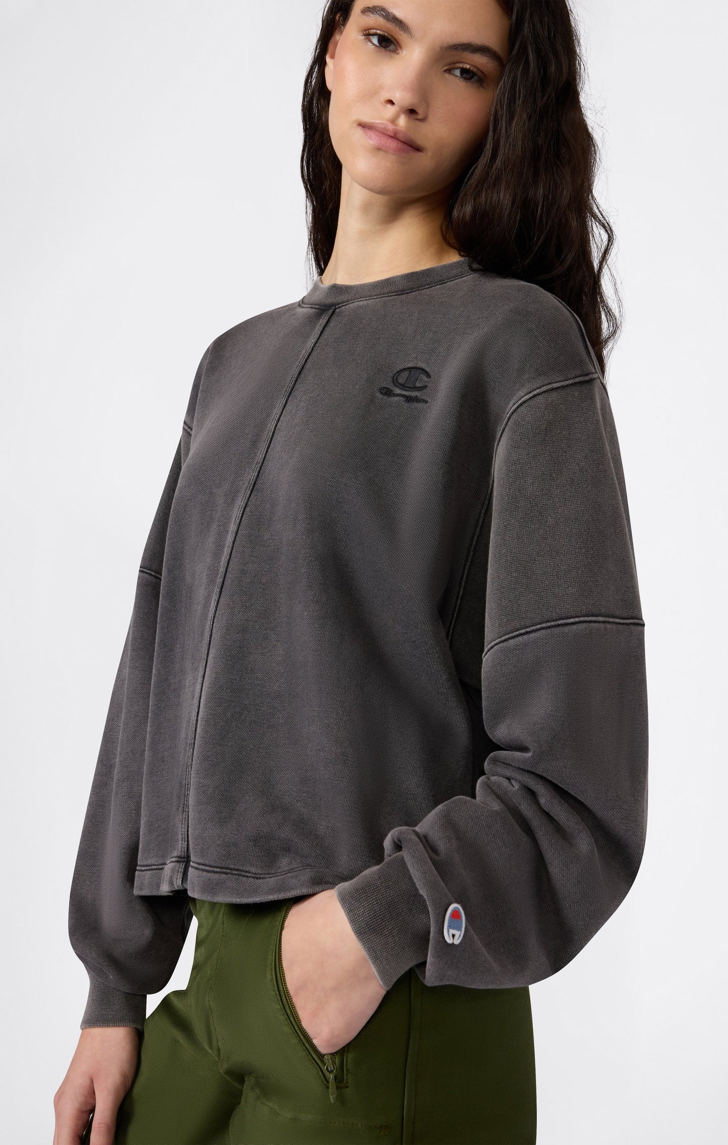 Women's Washed Effect Crewneck Sweatshirt Icons