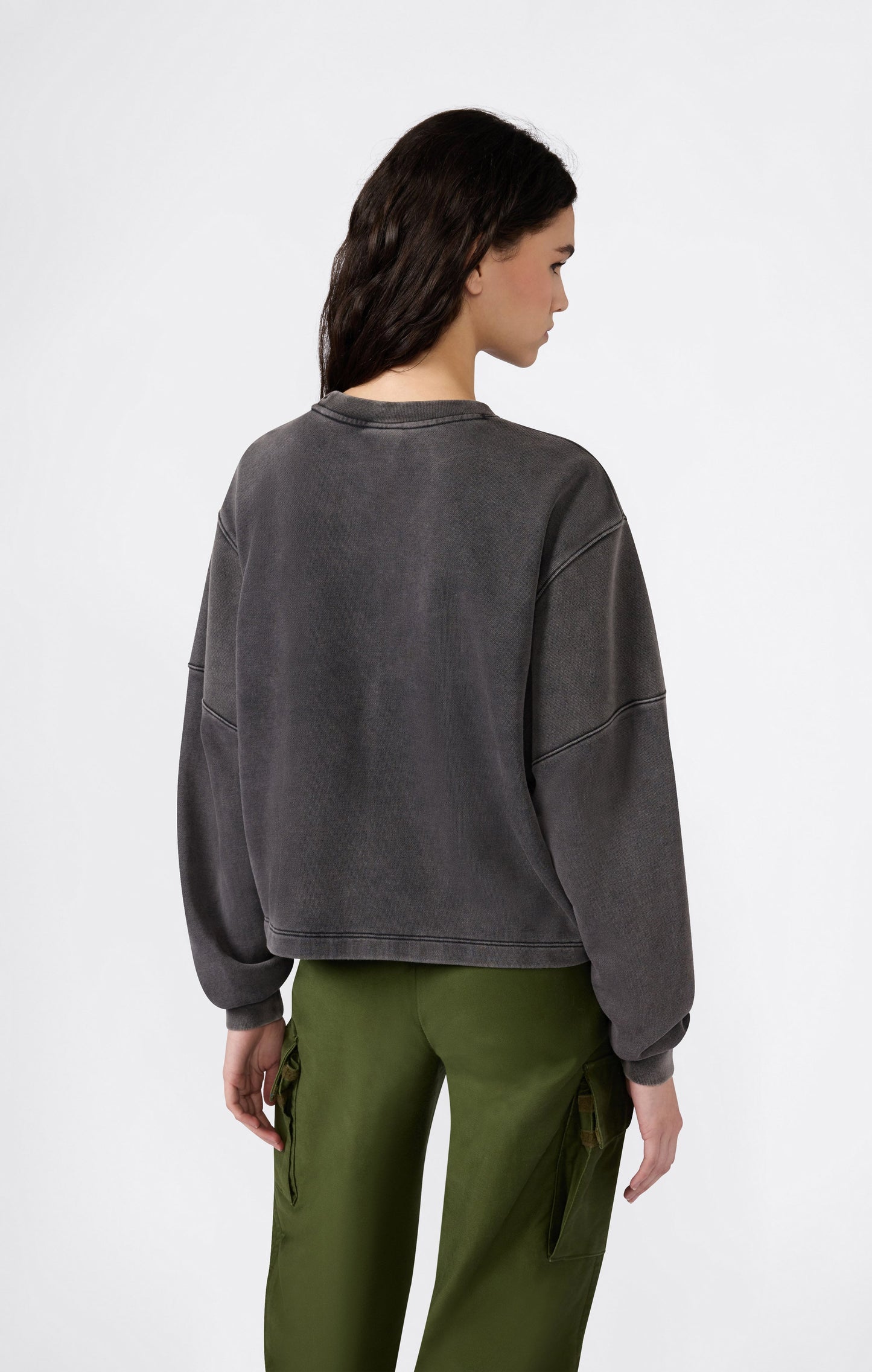 Women's Washed Effect Crewneck Sweatshirt Icons