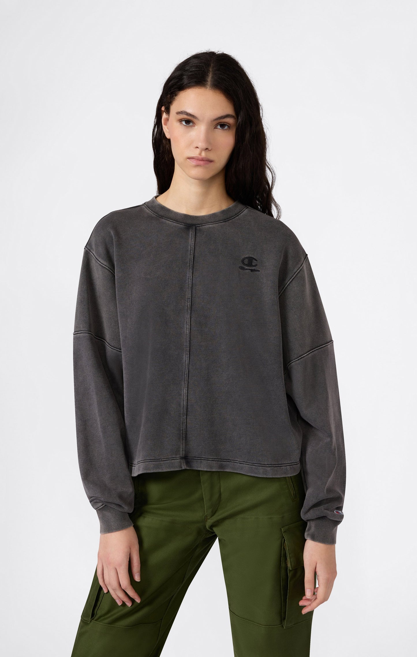 Women's Washed Effect Crewneck Sweatshirt Icons