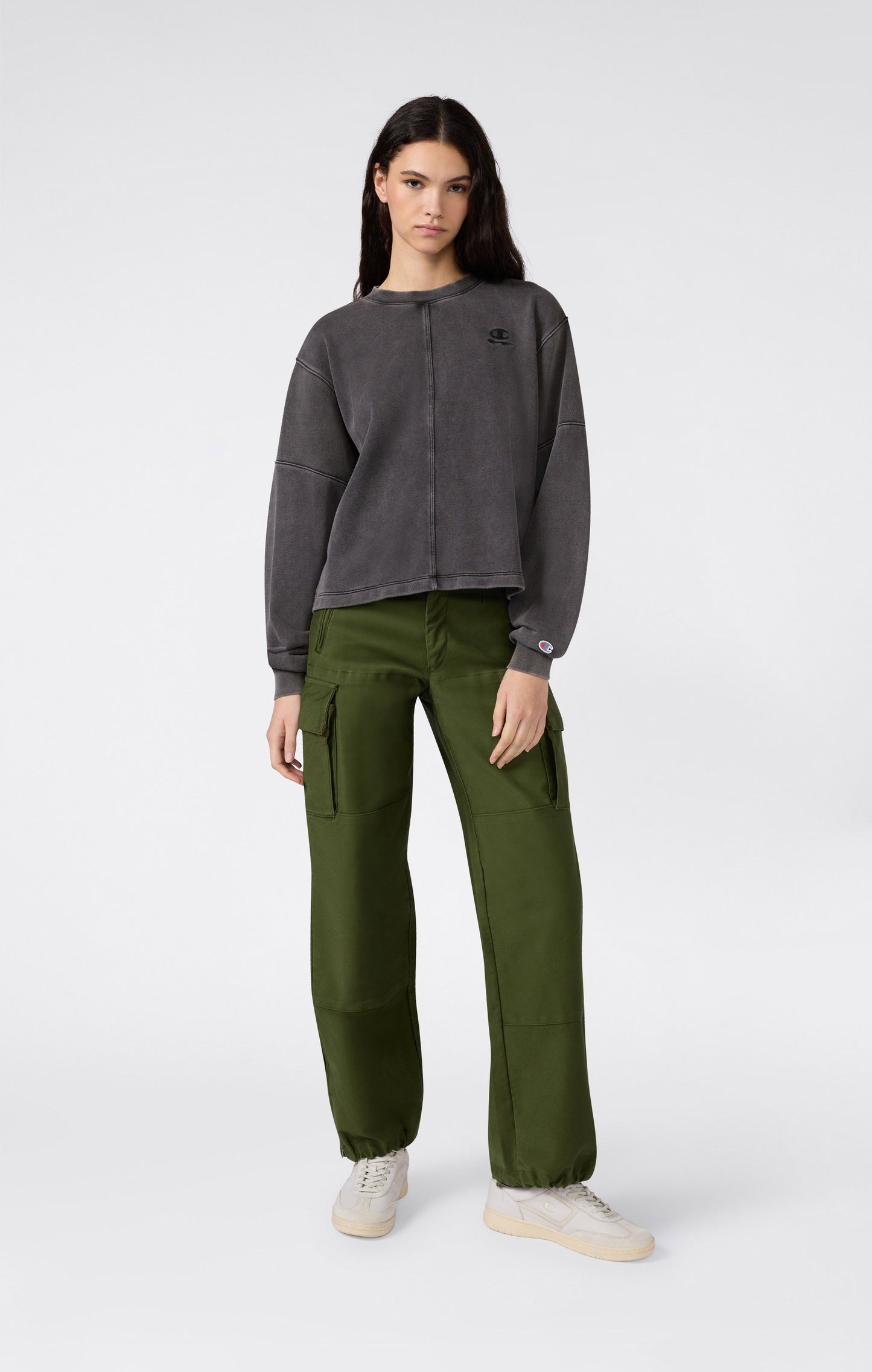 Women's Washed Effect Crewneck Sweatshirt Icons