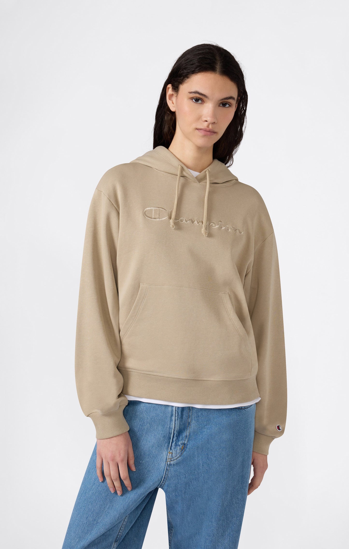 Women's Lightweight Hooded Sweatshirt with Tonal Embroidered Maxi Logo Icons